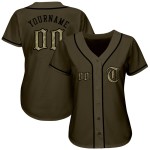 Service Olive personnalisé pour maillot de baseball authentique Salute Camo-Black
