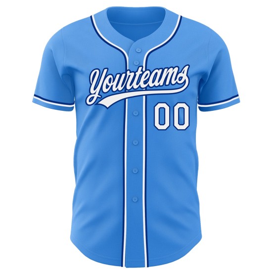 Maillot de baseball blanc-royal personnalisé authentique bleu électrique
