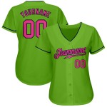 Maillot de baseball authentique rose-vert marine fluo personnalisé