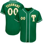 Maglia da baseball verde personalizzata Kelly autentica bianco-oro