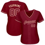 Maglia da baseball autentica Crimson personalizzata Crimson-Crema
