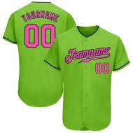 Maillot de baseball authentique rose-vert marine fluo personnalisé