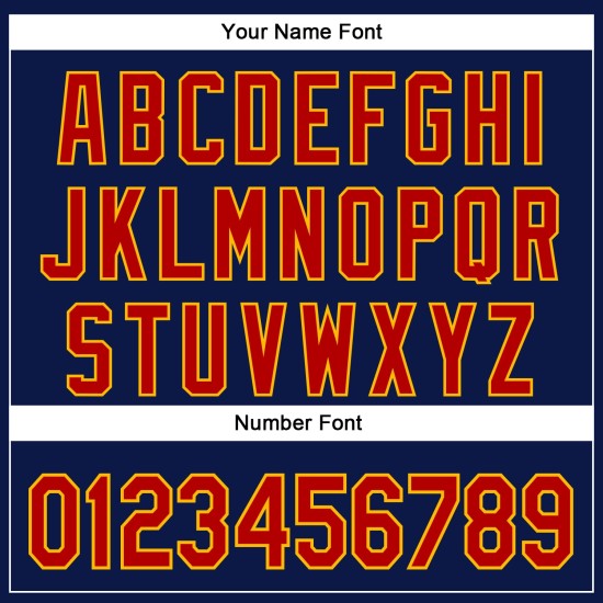 Maglia da baseball vintage autentica e personalizzata, con tatuaggi 3D rosso-oro blu navy Maglia da baseball vintage autentica e personalizzata, con tatuaggi 3D rosso-oro blu navy