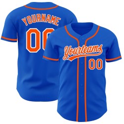 Maillot de baseball authentique Blue Thunder orange-blanc personnalisé