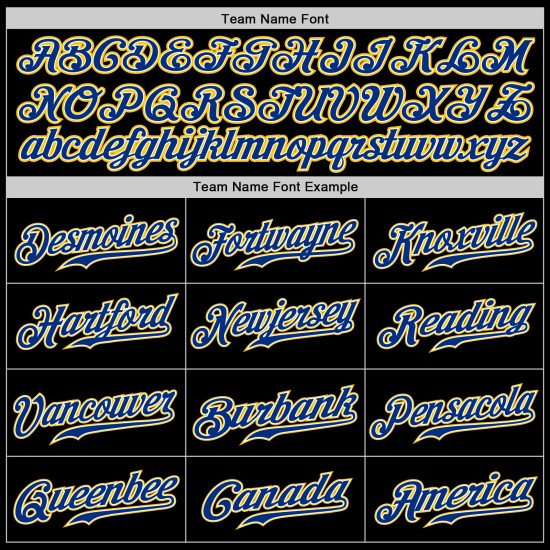 Maillot de baseball personnalisé noir authentique Royal-Gold Maillot de baseball personnalisé noir authentique Royal-Gold