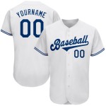 Maillot de baseball blanc authentique personnalisé Royal Maillot de baseball blanc authentique personnalisé Royal