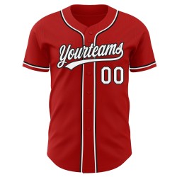 Maillot de baseball personnalisé rouge, blanc et noir, authentique