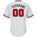Maillot de baseball rétro authentique en tricot côtelé, blanc, rouge et noir