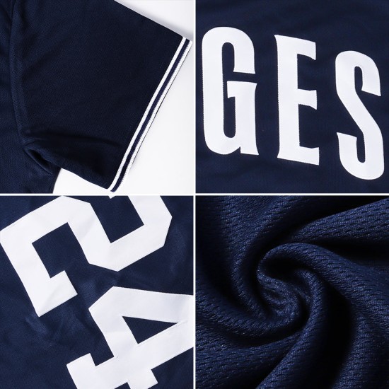 Maillot de baseball personnalisé authentique bleu marine bleu marine-gris Maillot de baseball personnalisé authentique bleu marine bleu marine-gris