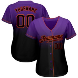 Maillot de baseball tendance délavé noir-orange personnalisé violet authentique