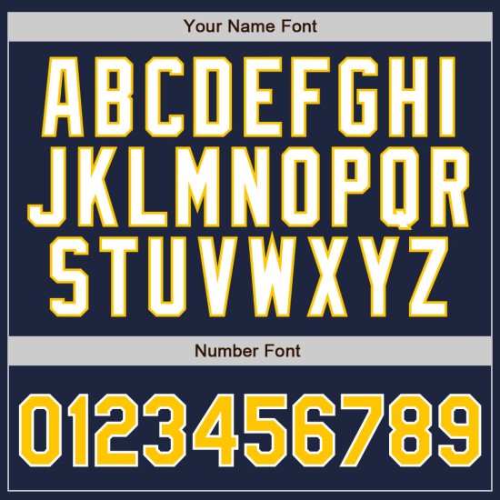 Maillot de baseball authentique à rayures dorées et blanches, bleu marine