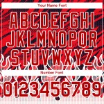 Maglia da baseball rosso fiamma nera e bianca, modello personalizzato, design 3D autentico