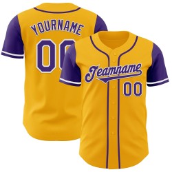 Maglia da baseball autentica Tone Two Viola-Bianco personalizzata Oro