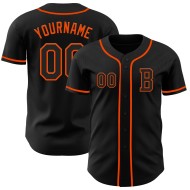 Maglia da baseball nera arancione personalizzata autentica