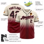 Maillot de baseball personnalisé authentique noir-cramoisi à motif crème délavé Maillot de baseball personnalisé authentique noir-cramoisi à motif crème délavé