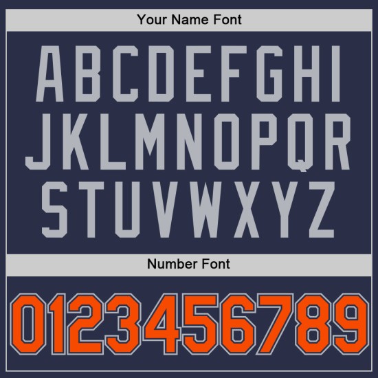 Maglia da baseball retrò autentica personalizzata arancione-grigia blu navy