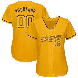 Maglia da baseball personalizzata autentica color oro-nero