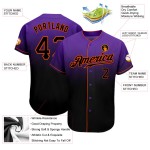 Maillot de baseball tendance délavé noir-orange personnalisé violet authentique Maillot de baseball tendance délavé noir-orange personnalisé violet authentique