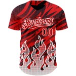 Maglia da baseball rosso fiamma nera e bianca, modello personalizzato, design 3D autentico