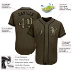 Service Olive personnalisé pour maillot de baseball authentique Salute Camo-Black
