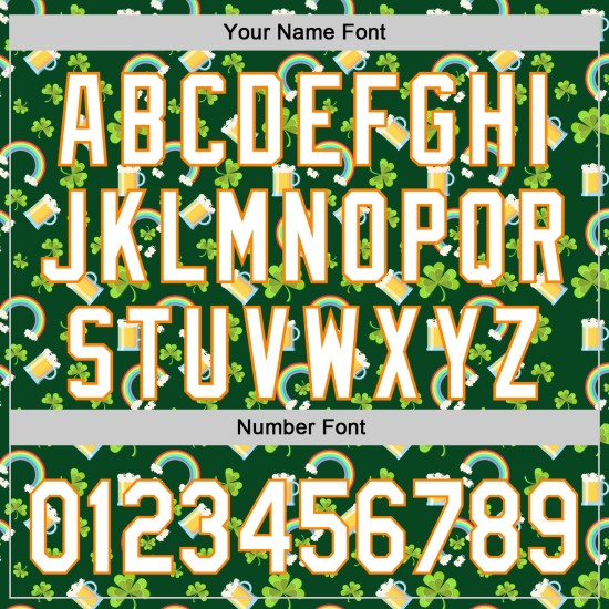 Maglia da baseball autentica 3D Green Shamrock St. Patrick's White-Bay personalizzata Orange Beer Maglia da baseball autentica 3D Green Shamrock St. Patrick's White-Bay personalizzata Orange Beer