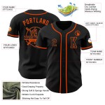Maglia da baseball nera arancione personalizzata autentica