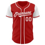 Maglia da baseball personalizzata autentica rossa due toni bianchi