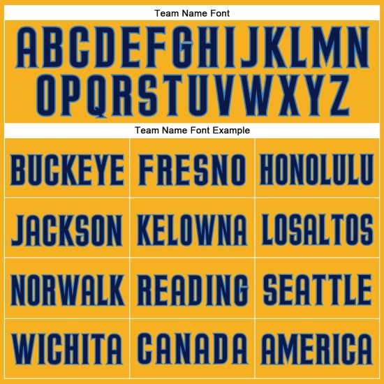 Maglia da baseball autentica blu navy-chiaro oro personalizzata