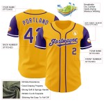 Maglia da baseball autentica Tone Two Viola-Bianco personalizzata Oro