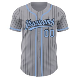 Maillot de baseball gris authentique à rayures bleues et noires claires Maillot de baseball gris authentique à rayures bleues et noires claires