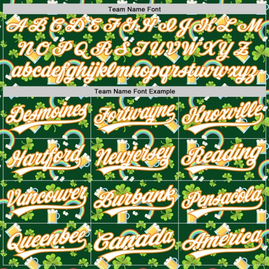 Maglia da baseball autentica 3D Green Shamrock St. Patrick's White-Bay personalizzata Orange Beer Maglia da baseball autentica 3D Green Shamrock St. Patrick's White-Bay personalizzata Orange Beer