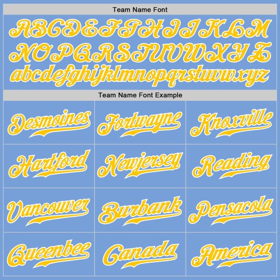 Maillot de baseball personnalisé à rayures bleu clair doré et blanc authentique