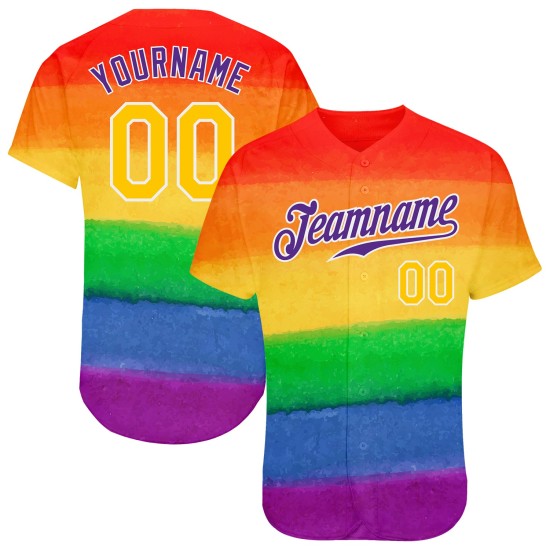 Le mois de la fierté et du baseball est un maillot LGBT authentique pour Rainbow Custom Le mois de la fierté et du baseball est un maillot LGBT authentique pour Rainbow Custom